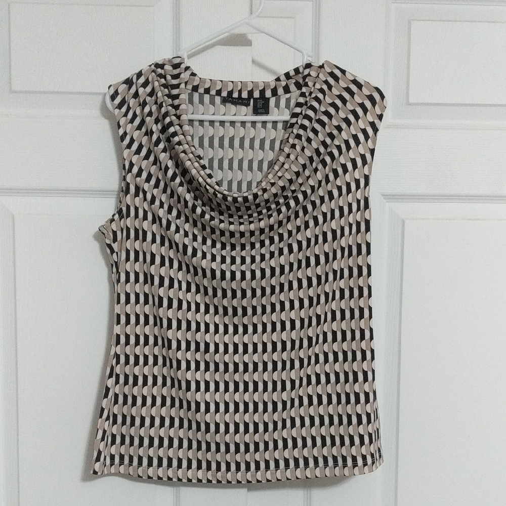 #Tahari Chic Geometric Sleeveless Top